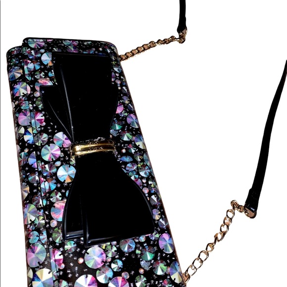 Betsey Johnson Glitter Printed Crossbody Purse with Bow - Picture 3 of 5